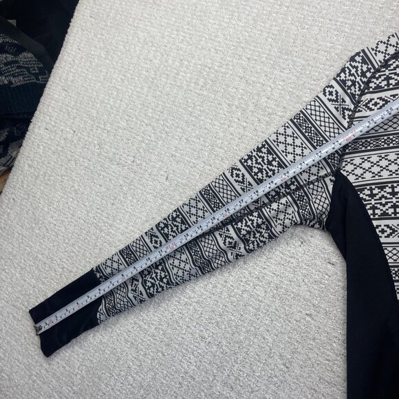 SWIX Base Layer Long Sleeve 1/2 Zip Wom L Nordic Pattern Black White Ski / Hke - Picture 8 of 13